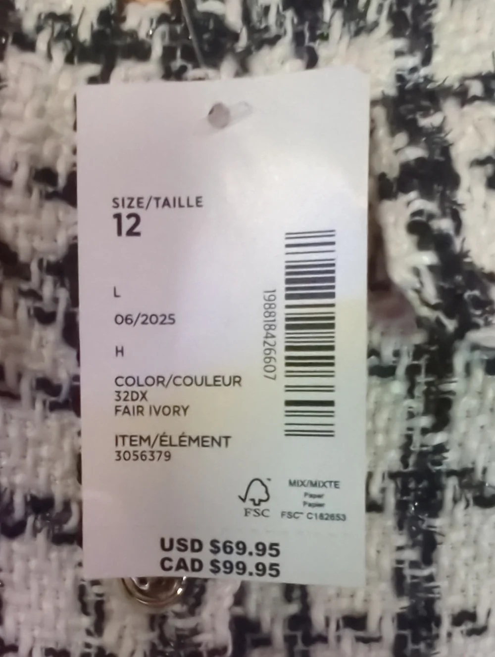 Gymboree Black and White Tweed Jacket with Gold Buttons